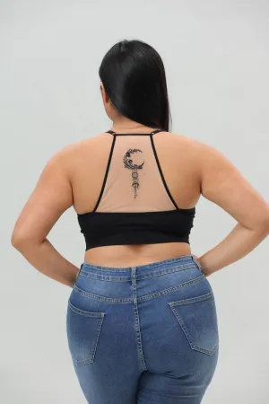 🌙 Plus Size Celestial Curve Dream Catcher Bralette: Black 1X/2X