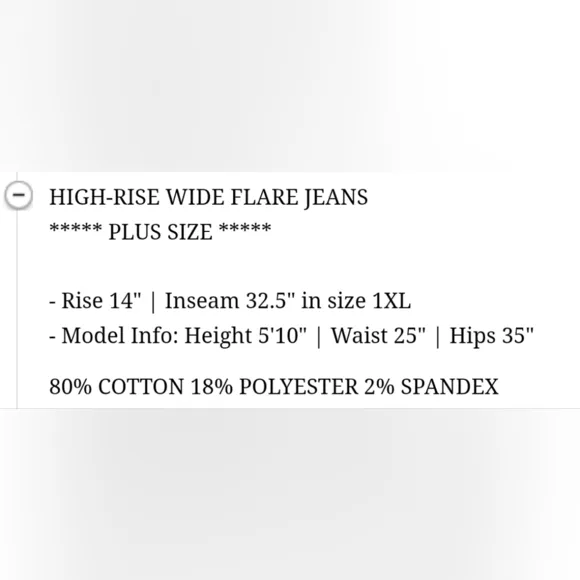 ⭐ Risen Jeans plus size retro flare wide leg trouser dark wash jeans