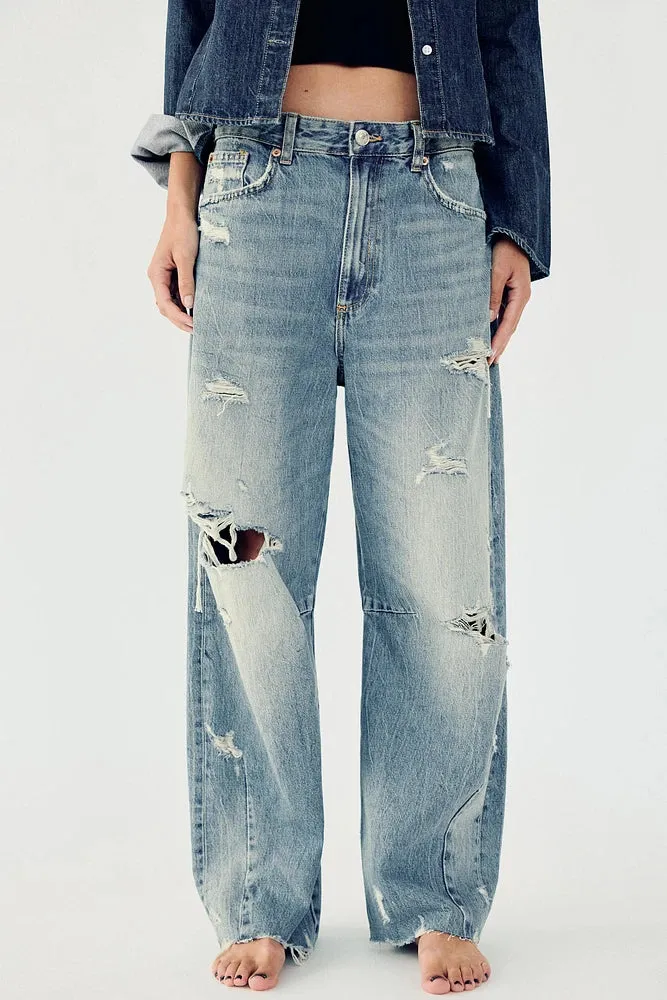 007 ZR ripped unisex baggy Jeans