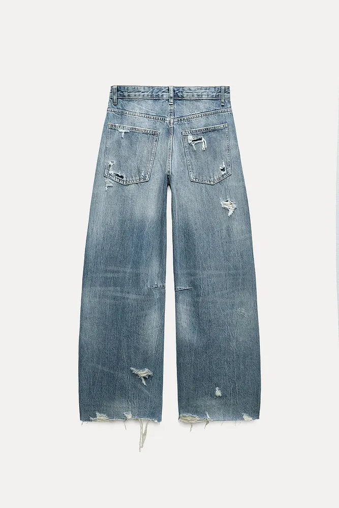 007 ZR ripped unisex baggy Jeans
