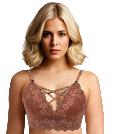 10036 - Seamless Fancy Net Bralette: Normal Padded, Non-Wire Support