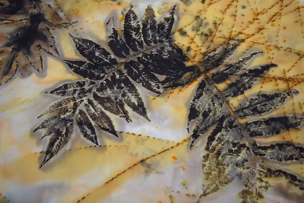 14" x 72" Eco Printed Silk Satin Scarf
