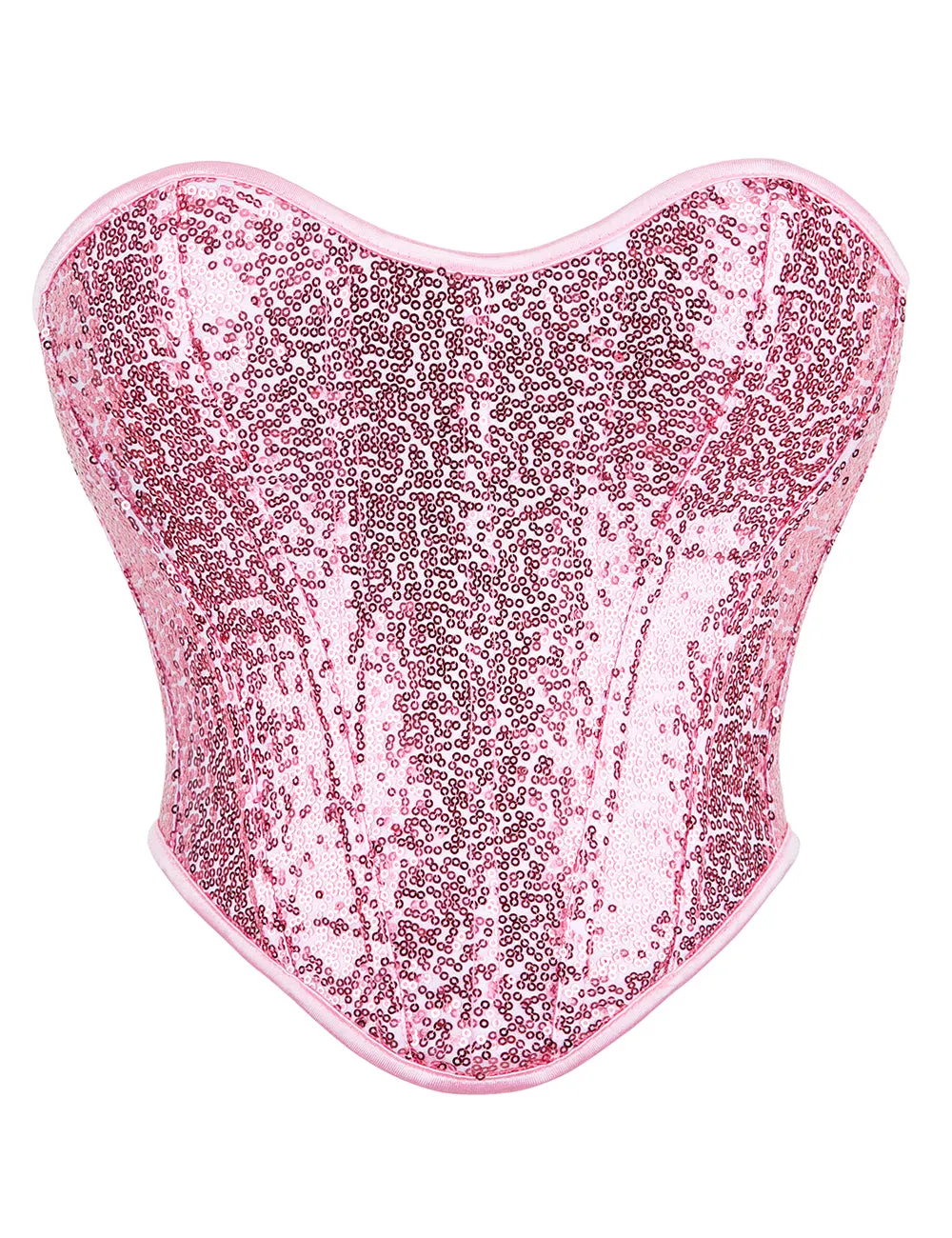 15 Pieces Plastic Bones Pink Sequined Palace Style Lace Up Corset
