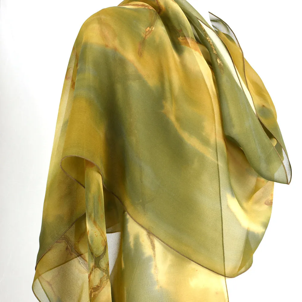 20" x 90"  Hand Dyed Silk Chiffon Scarf/Shawl