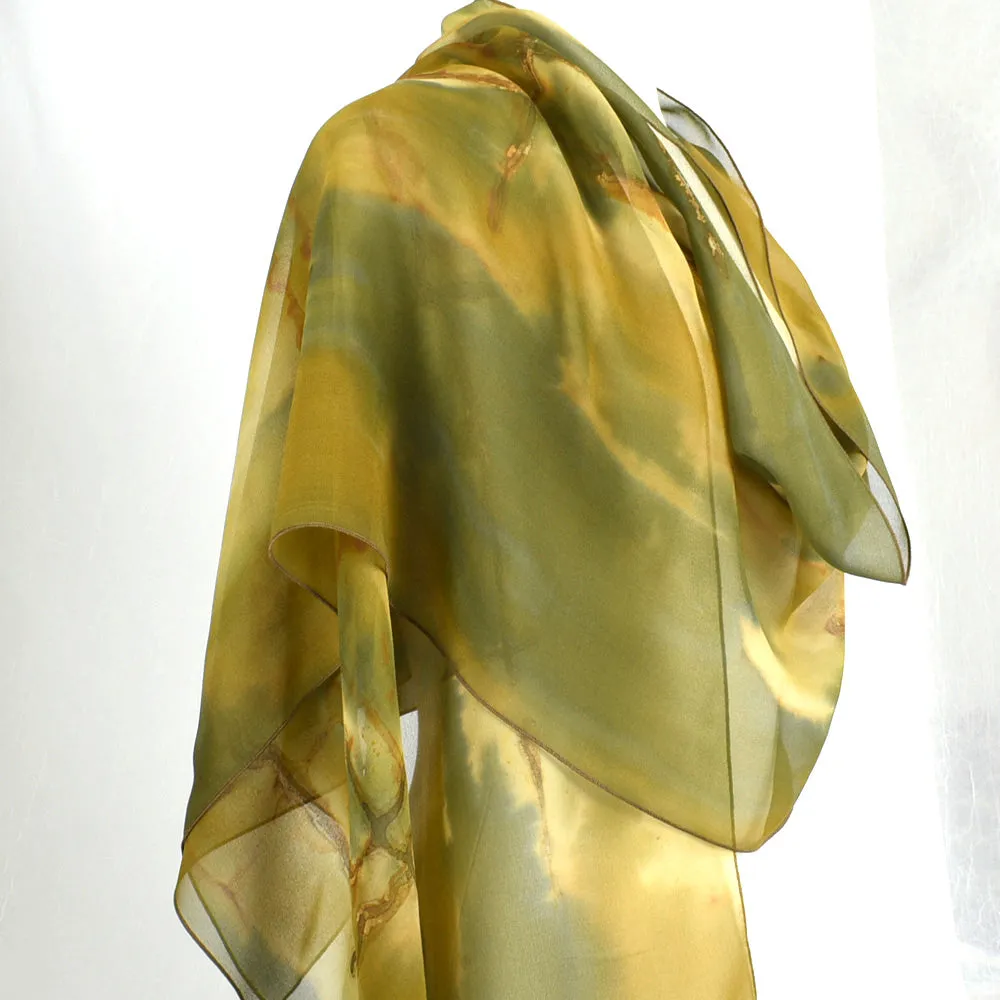 20" x 90"  Hand Dyed Silk Chiffon Scarf/Shawl