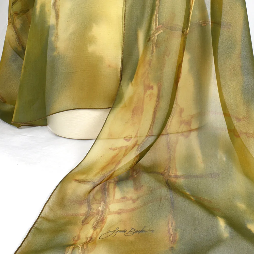 20" x 90"  Hand Dyed Silk Chiffon Scarf/Shawl