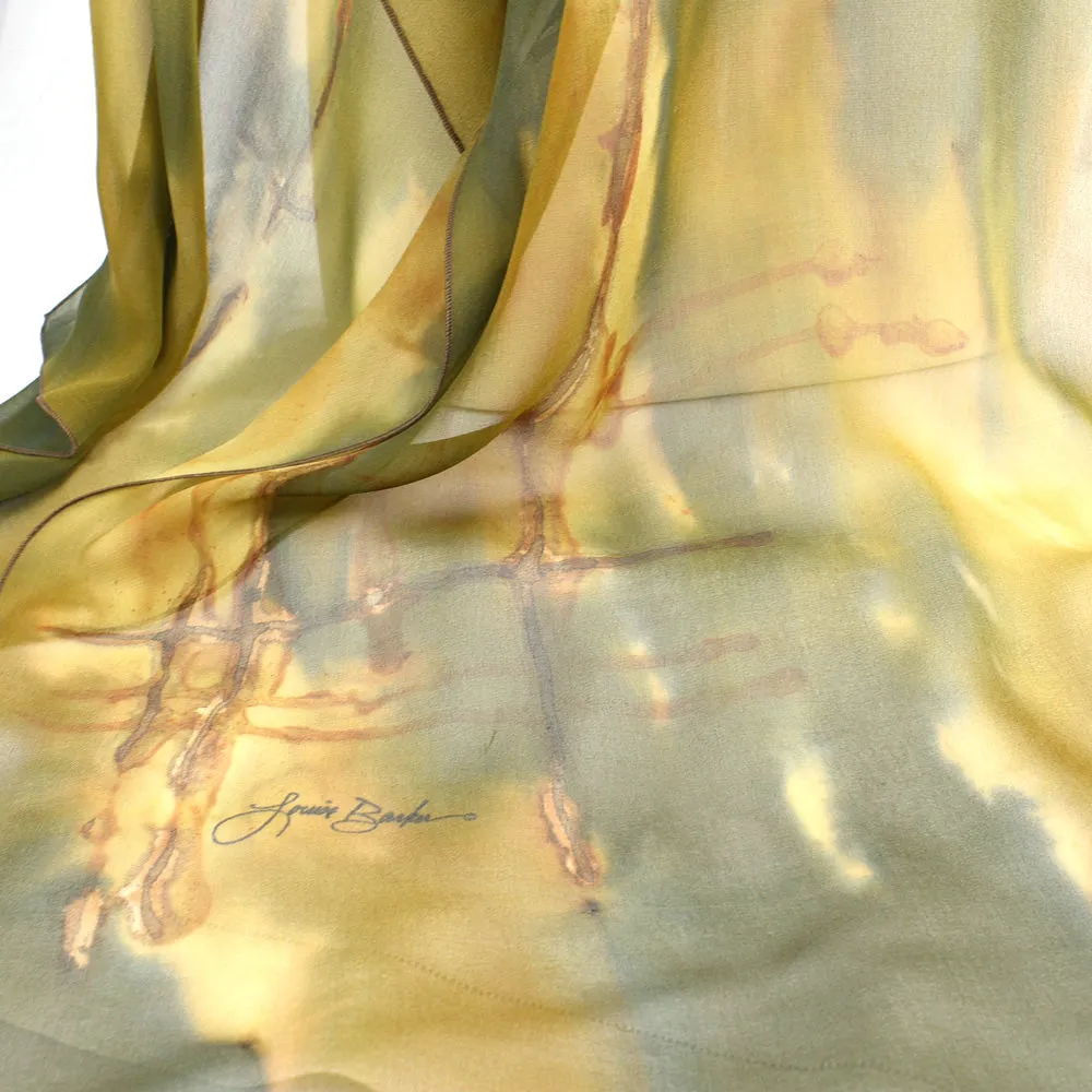 20" x 90"  Hand Dyed Silk Chiffon Scarf/Shawl