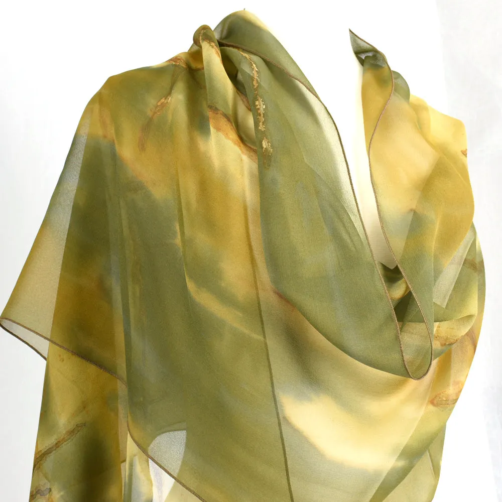 20" x 90"  Hand Dyed Silk Chiffon Scarf/Shawl