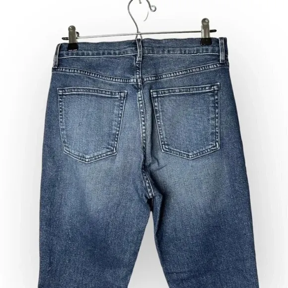 3X1 W3 Blue Cammi Cropped Distressed High-Rise Straight Leg Jeans 27