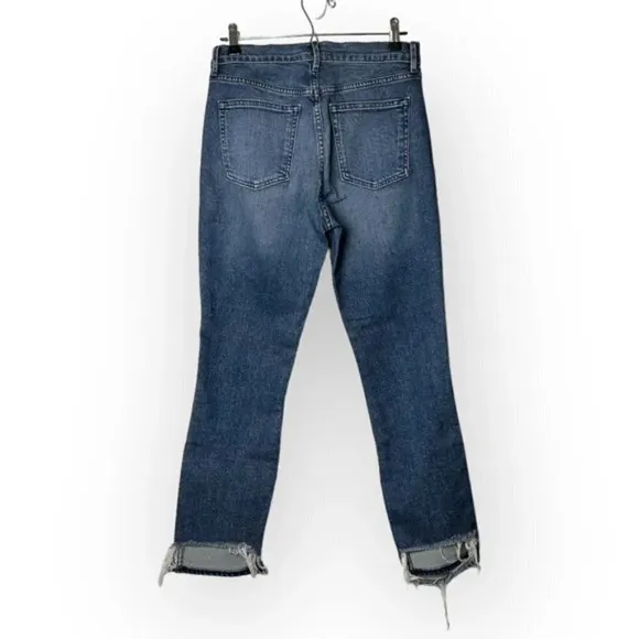 3X1 W3 Blue Cammi Cropped Distressed High-Rise Straight Leg Jeans 27