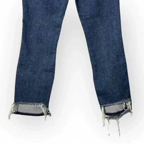 3X1 W3 Blue Cammi Cropped Distressed High-Rise Straight Leg Jeans 27