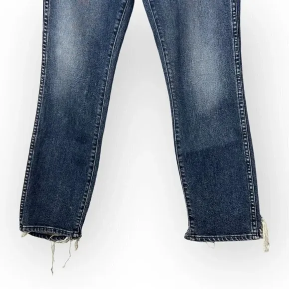 3X1 W3 Blue Cammi Cropped Distressed High-Rise Straight Leg Jeans 27