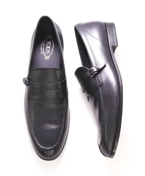 $675 TOD’S - Black Penny Monk Leather LOGO Vamp Loafer - (12 Tod's) 13 US