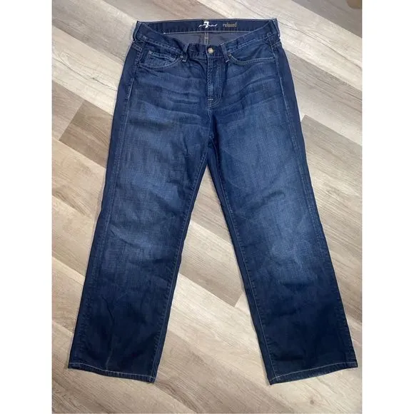 7 for All Mankind B(AIR) KIMMIE STRAIGHT IN RINSED INDIGO Jeans, US 14, MP $198