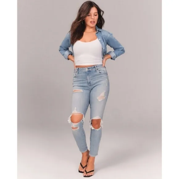 Abercrombie &amp; Fitch High Rise Super Skinny Ankle Jeans Extra Short