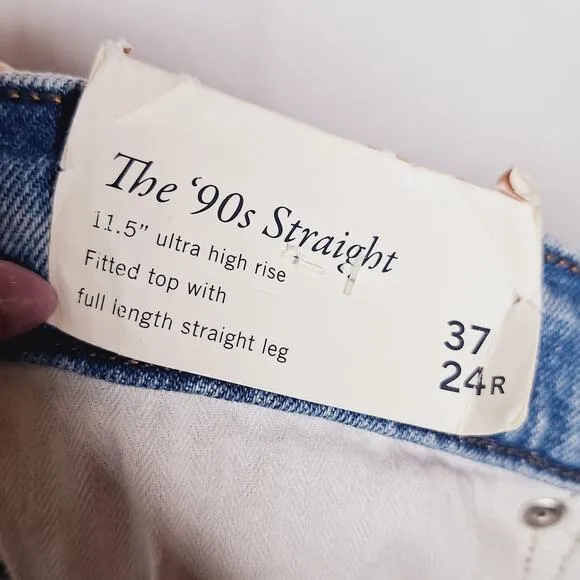 Abercrombie &amp; Fitch The 90s Straight Ultra High Rise Jeans Cross Front 37 / 24 R