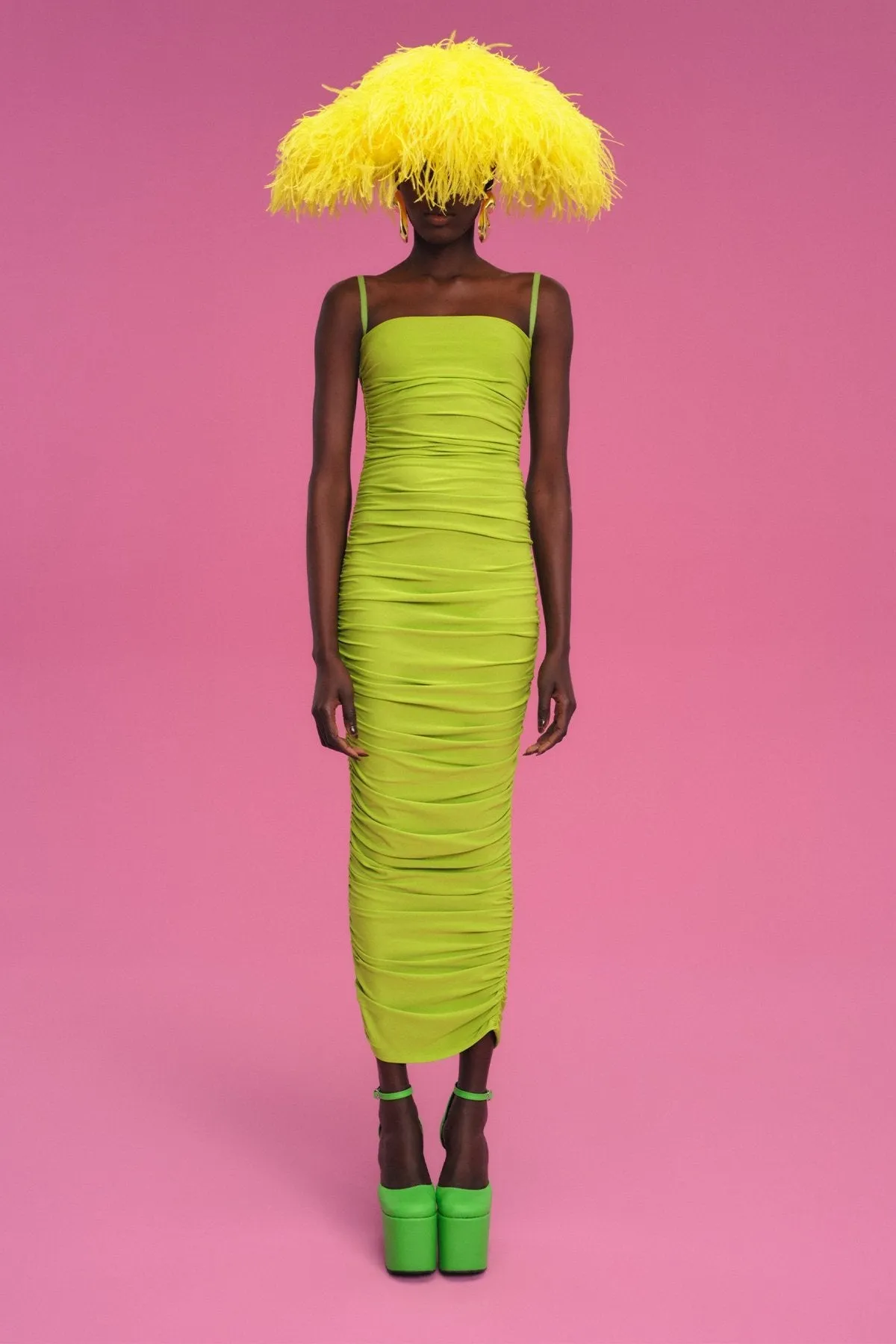 Adler Midi Dress in Chartreuse