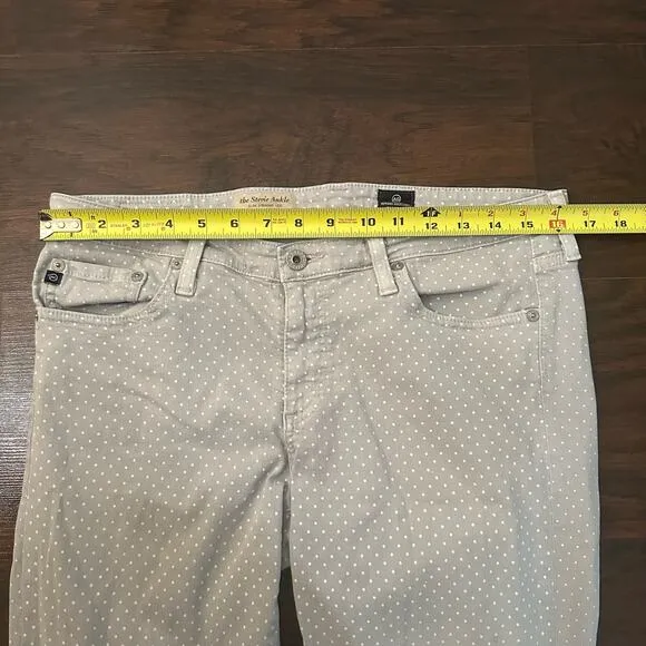 Adriano Goldschmied light gray &amp; white polka dot the Stevie ankle jeans size 31