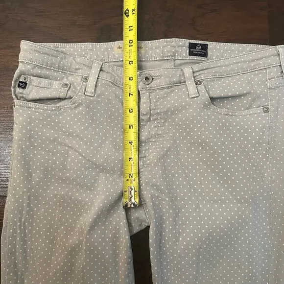 Adriano Goldschmied light gray &amp; white polka dot the Stevie ankle jeans size 31