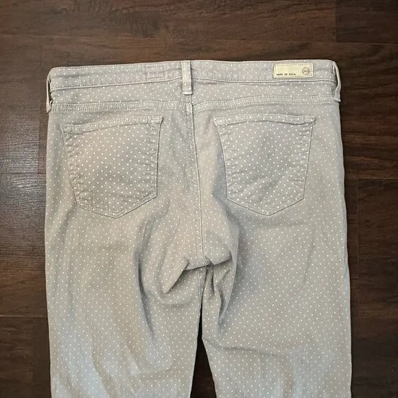 Adriano Goldschmied light gray &amp; white polka dot the Stevie ankle jeans size 31