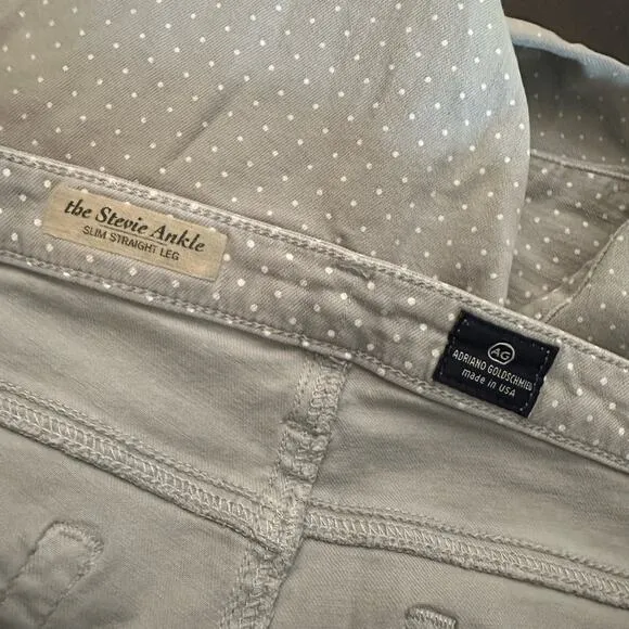 Adriano Goldschmied light gray &amp; white polka dot the Stevie ankle jeans size 31
