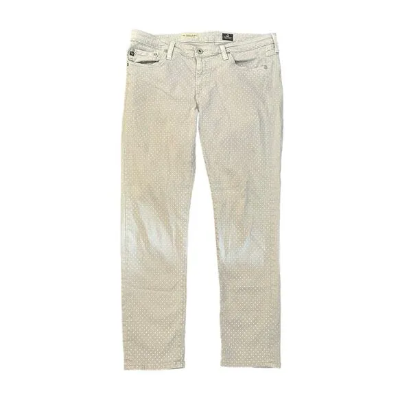 Adriano Goldschmied light gray &amp; white polka dot the Stevie ankle jeans size 31