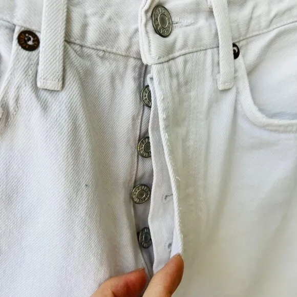 Agolde 90's crop pinch waist distressed straight jeans, white , Size 23 M69