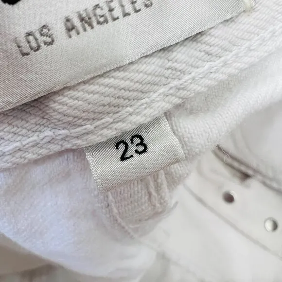 Agolde 90's crop pinch waist distressed straight jeans, white , Size 23 M69