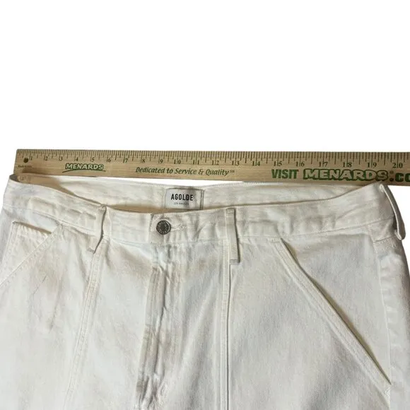 AGOLDE Cooper Cargo Jeans Women's 34 Milkshake Straight Leg Full Length Denim