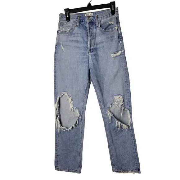 AGOLDE Jeans 90s Grunge Pinch Waist High Rise Loose Fit Ripped Button Fly USA