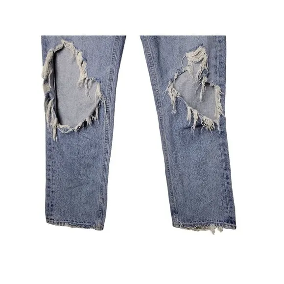 AGOLDE Jeans 90s Grunge Pinch Waist High Rise Loose Fit Ripped Button Fly USA
