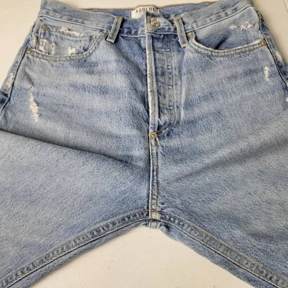 AGOLDE Jeans 90s Grunge Pinch Waist High Rise Loose Fit Ripped Button Fly USA