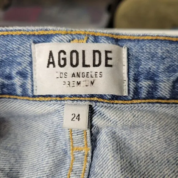 AGOLDE Jeans 90s Grunge Pinch Waist High Rise Loose Fit Ripped Button Fly USA