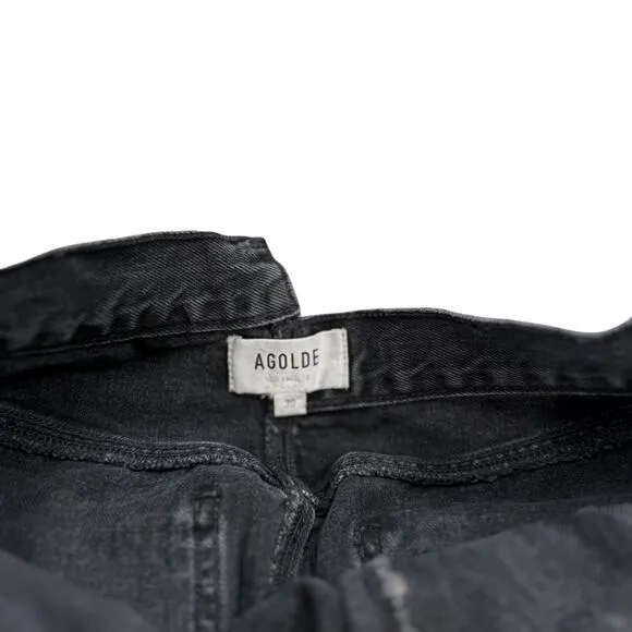 Agolde Jeans Crisscross Straight Size 30 Washed Black Denim