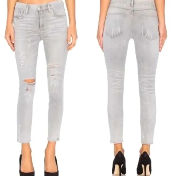 AGOLDE Sophie High Waisted High Rise Crop Gray Ripped Distressed Jeans Size 30