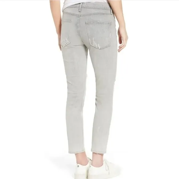 AGOLDE Sophie High Waisted High Rise Crop Gray Ripped Distressed Jeans Size 30