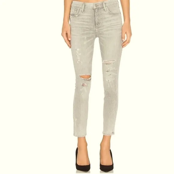 AGOLDE Sophie High Waisted High Rise Crop Gray Ripped Distressed Jeans Size 30