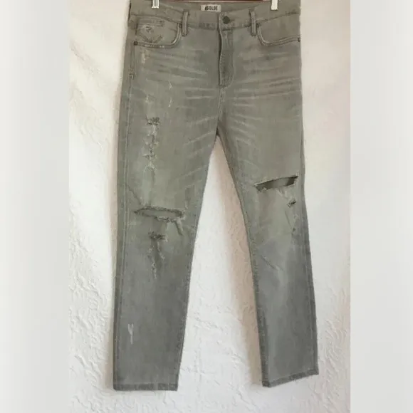 AGOLDE Sophie High Waisted High Rise Crop Gray Ripped Distressed Jeans Size 30