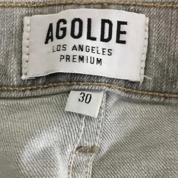 AGOLDE Sophie High Waisted High Rise Crop Gray Ripped Distressed Jeans Size 30