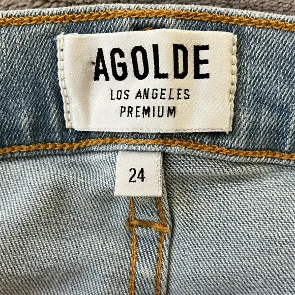 Agolde Women's Blue Parallel High-Rise Cropped Skinny Jeans Pants Size 24