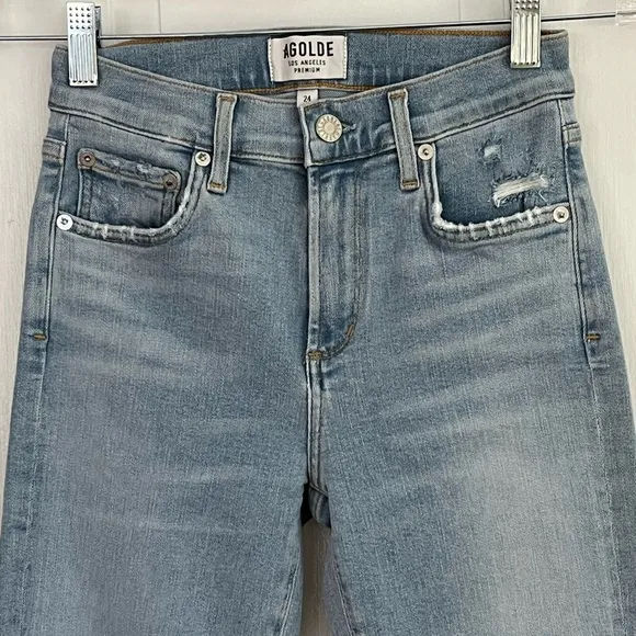 Agolde Women's Blue Parallel High-Rise Cropped Skinny Jeans Pants Size 24