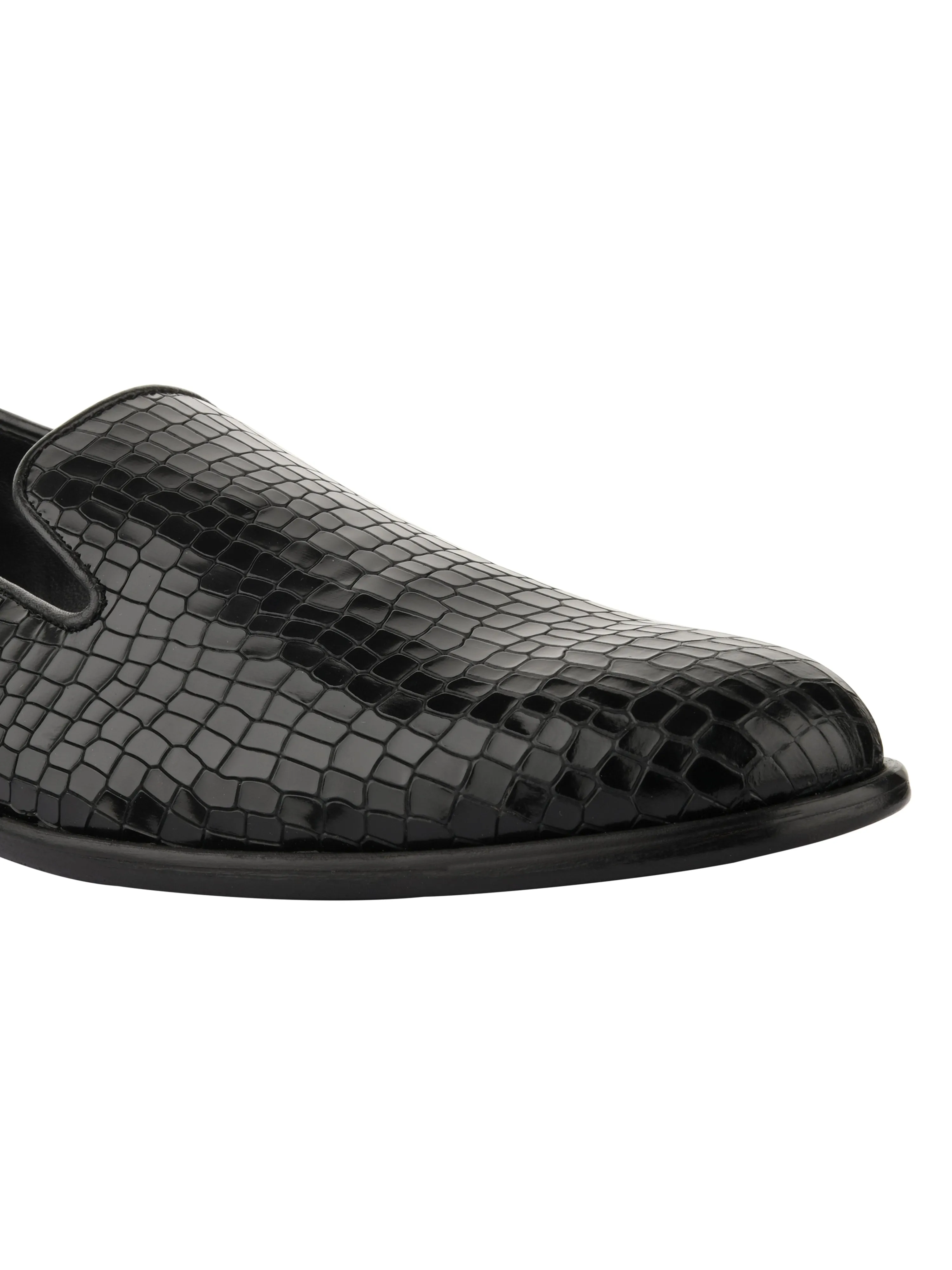 Alfie Black Croc Loafers For Men