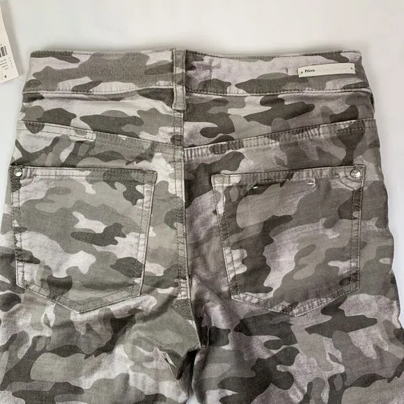 Anthropologie Pilcro Camouflage Velvet Jeans Grey Brown Size 24 High Rise Skinny
