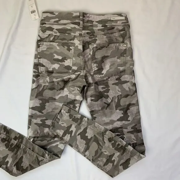 Anthropologie Pilcro Camouflage Velvet Jeans Grey Brown Size 24 High Rise Skinny