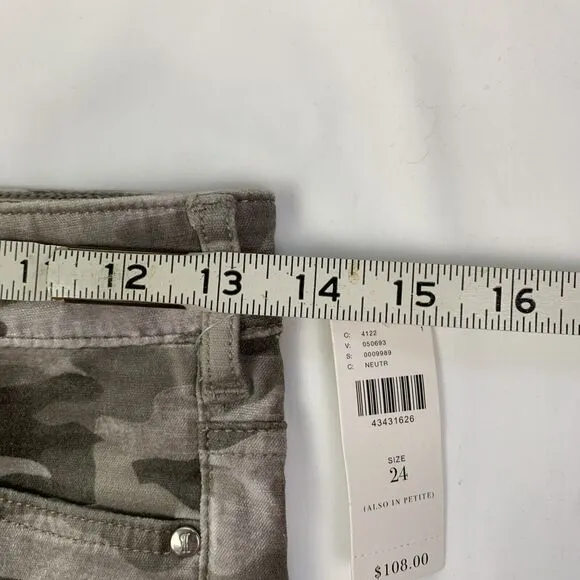 Anthropologie Pilcro Camouflage Velvet Jeans Grey Brown Size 24 High Rise Skinny