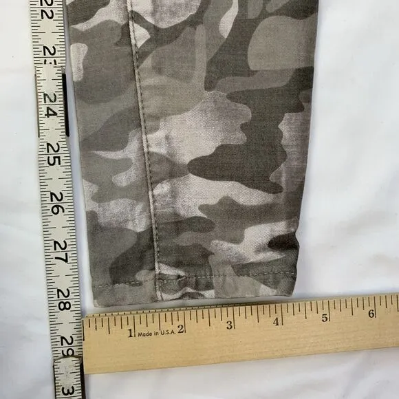 Anthropologie Pilcro Camouflage Velvet Jeans Grey Brown Size 24 High Rise Skinny