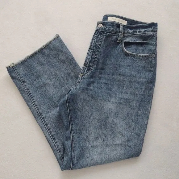 Anthropologie Pilcro Folio Jeans 32 Wide Leg High Rise Rigid Medium Wash Denim
