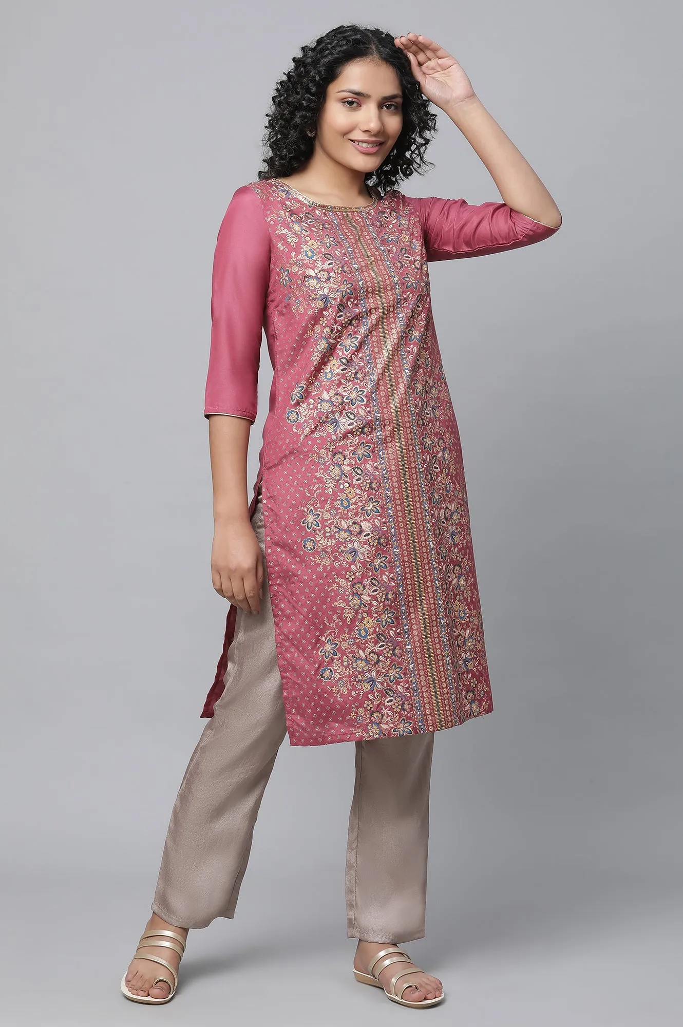 Antique Gold Pants in Korean Satin