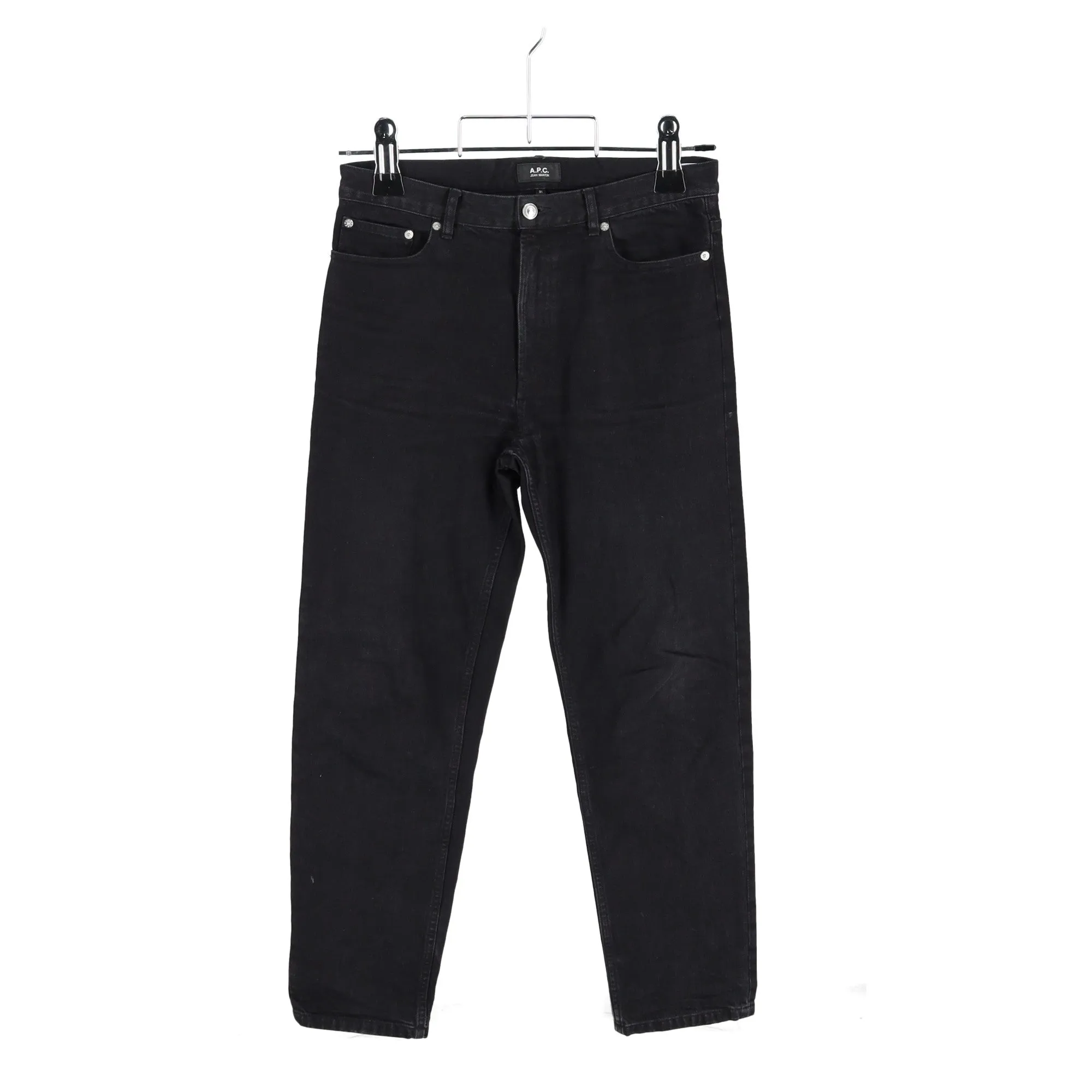 A.P.C. Straight Leg Jeans in Black Cotton Denim