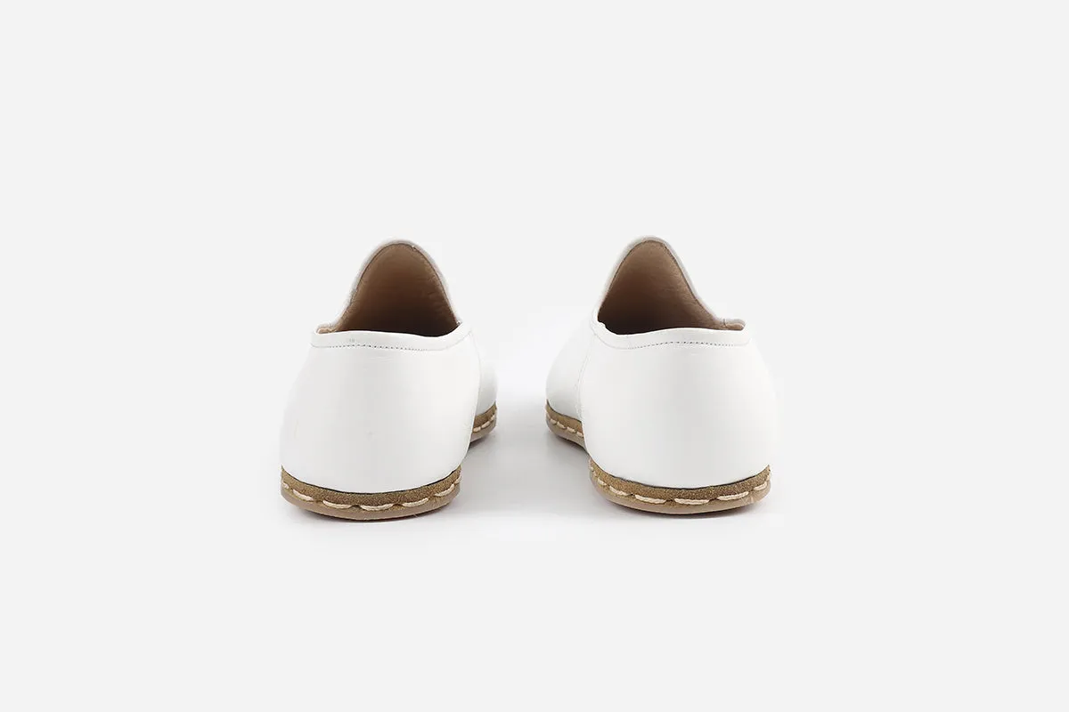 Arctic White Handmade Leather Loafers (Men's)